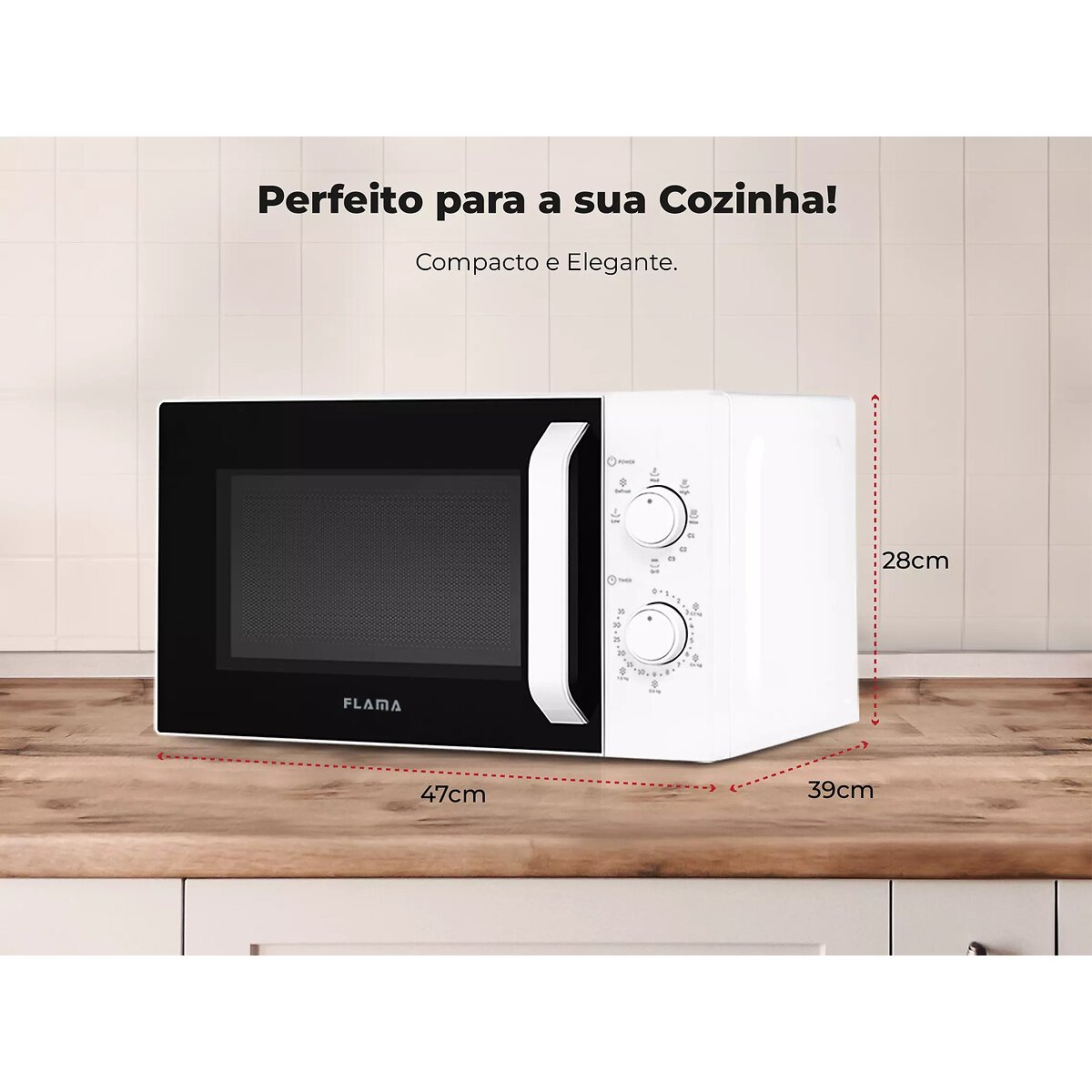 Micro-ondas 25L Branco 1855FL, FLAMA branco, FLAMA