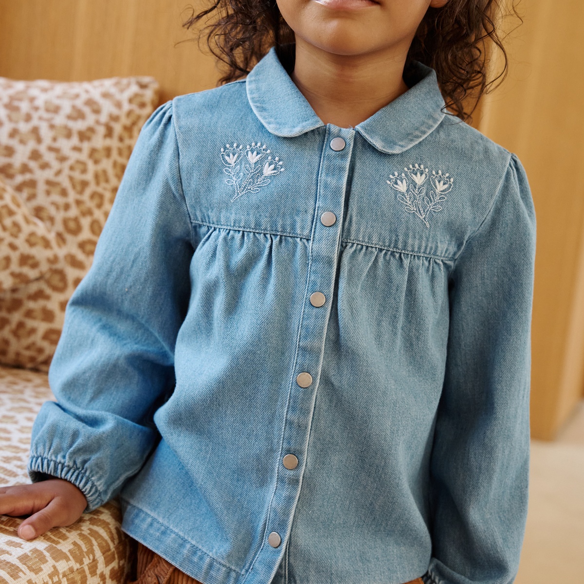 Blouse enfant en jean Cléo bleu, PETIT BEGUIN