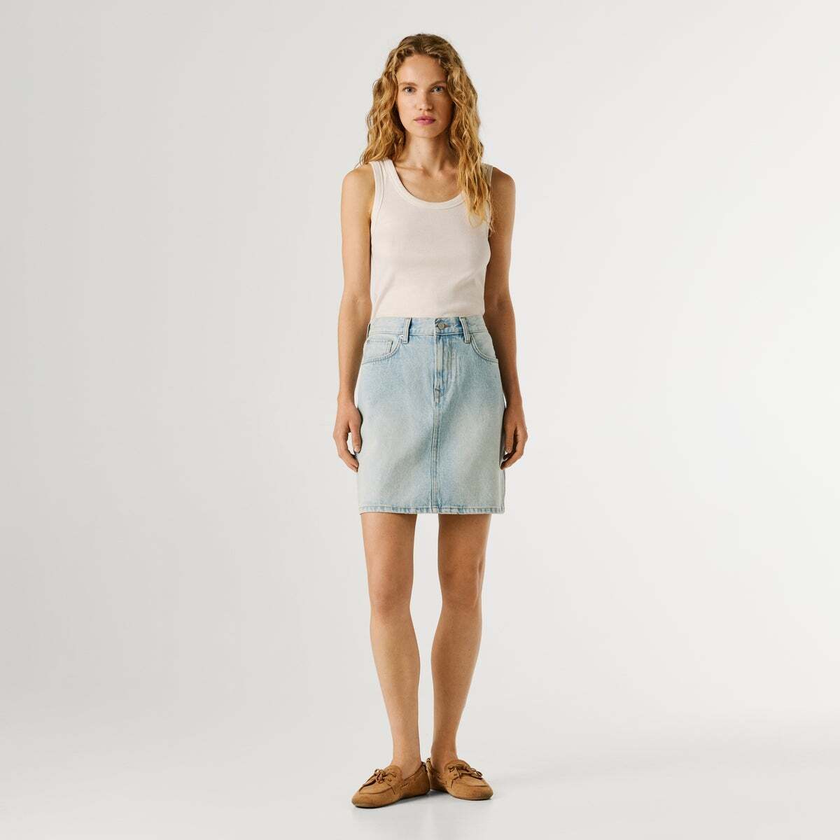 Jupe Courte Coupe Regular En Denim javel vintage, PEPE JEANS