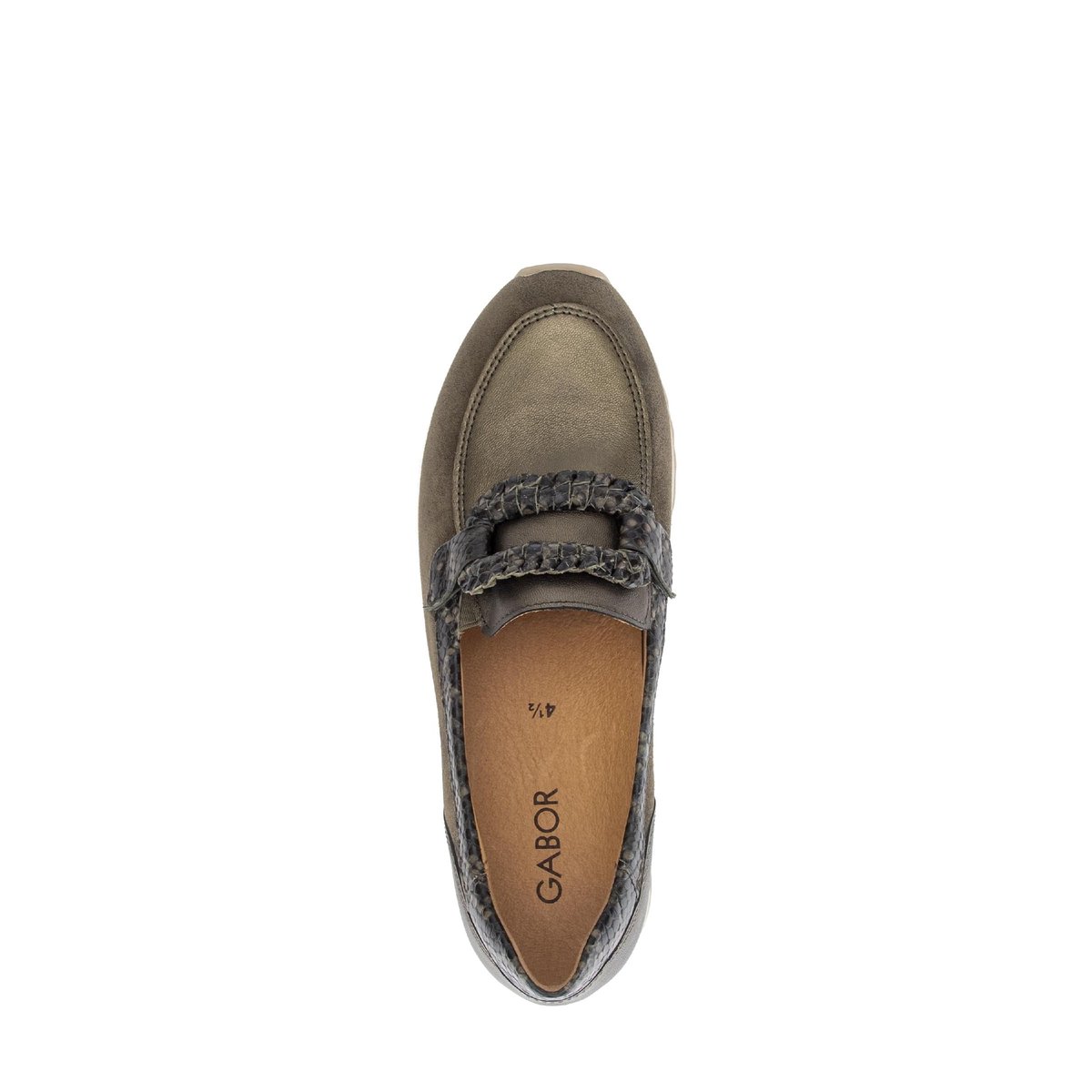Mocassins en cuir à talon compensé vert, GABOR