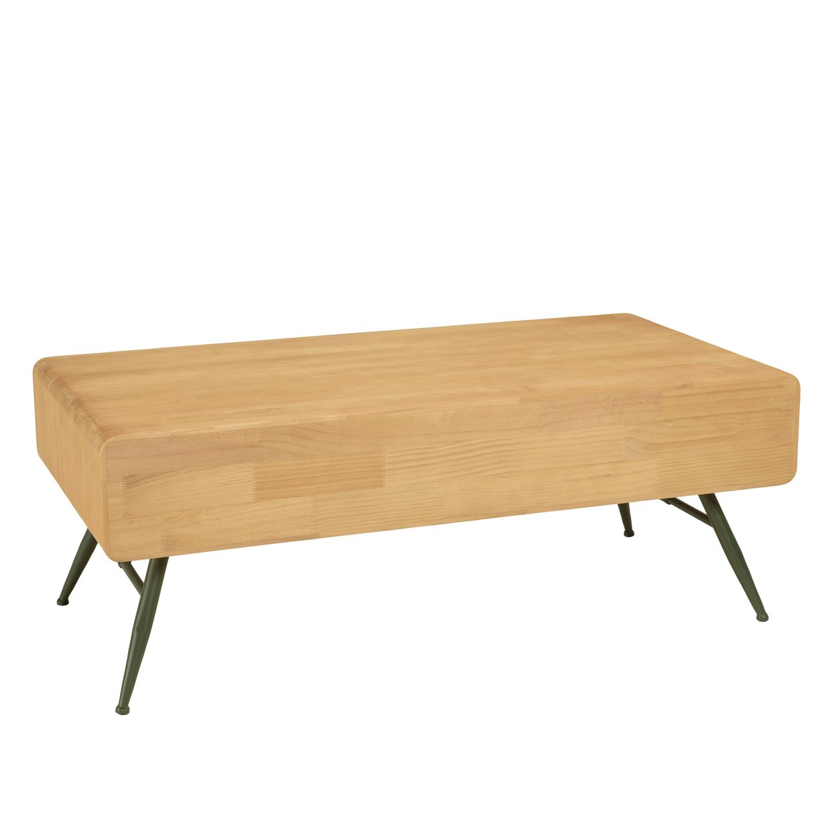 Table de salon bois clair et pieds métal vert BAGAN bois naturel, PIER IMPORT