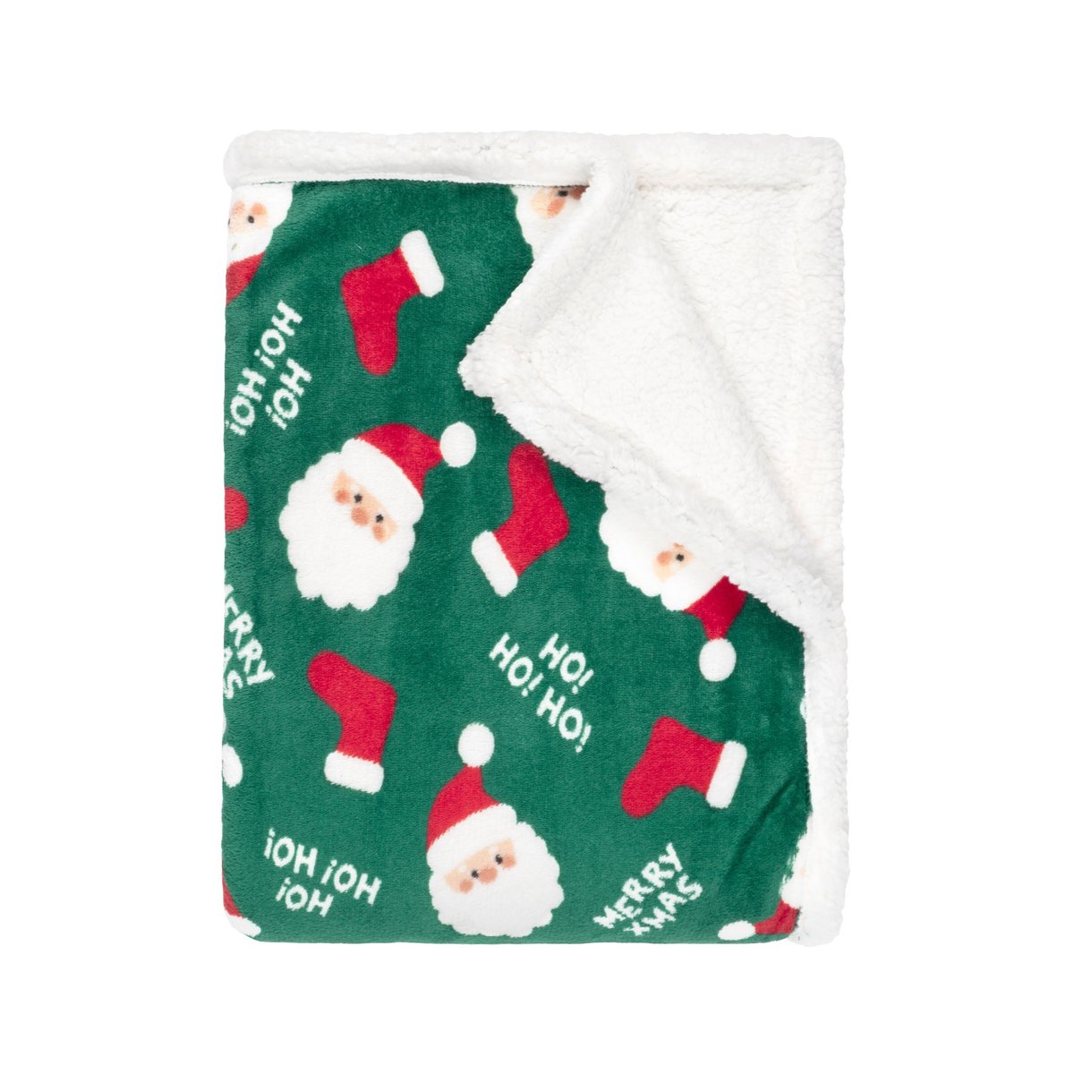 Plaid polaire cocooning Père Noël vert, TERRE DE NUIT
