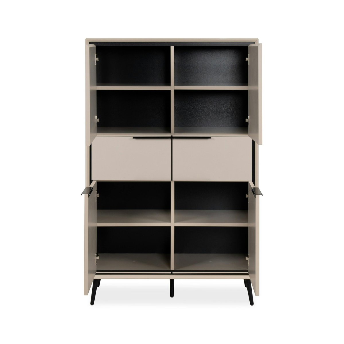 Buffet haut taupe 4 portes 2 tiroirs AVIO beige, PIER IMPORT