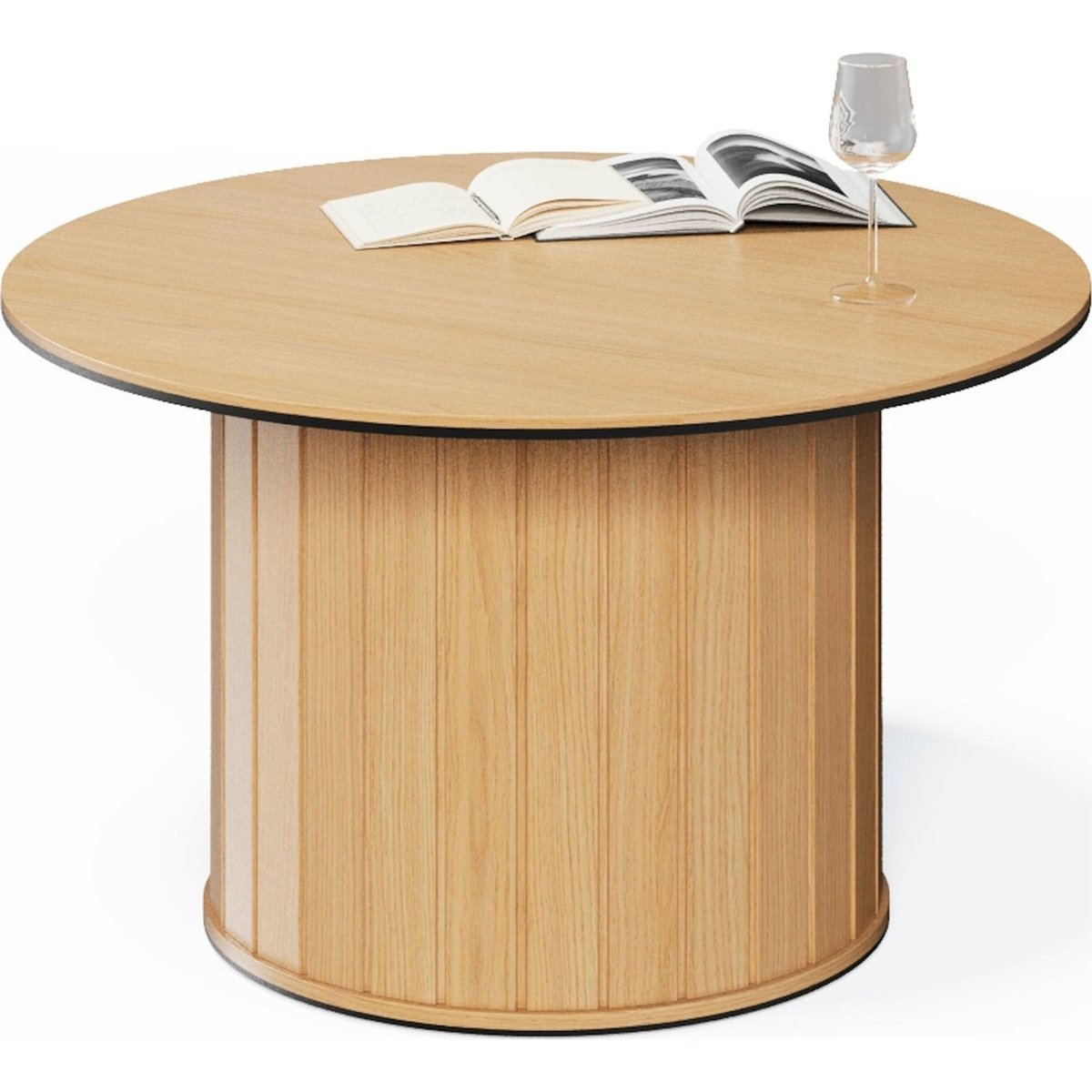 Table basse ronde chêne rainuré ROTTO chêne vincenza, RECOLLECTION