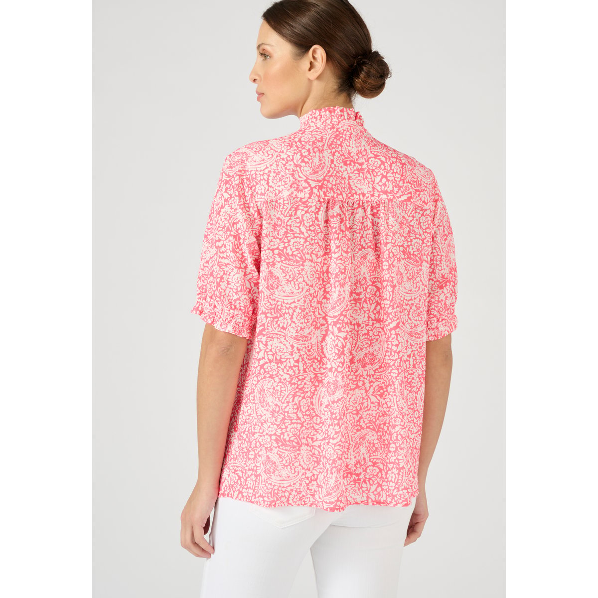 Chemisier fantaisie volantée rose indien, DAMART