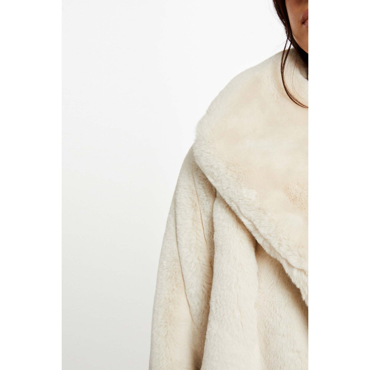 Manteau imitation fourrure ivoire, MORGAN