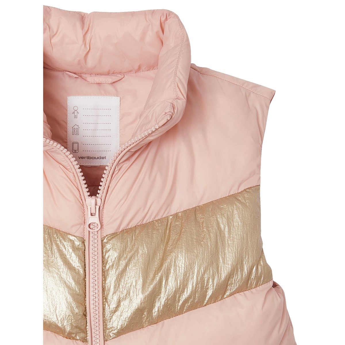 Doudoune sans manches effet colorblock rose poudré, VERTBAUDET