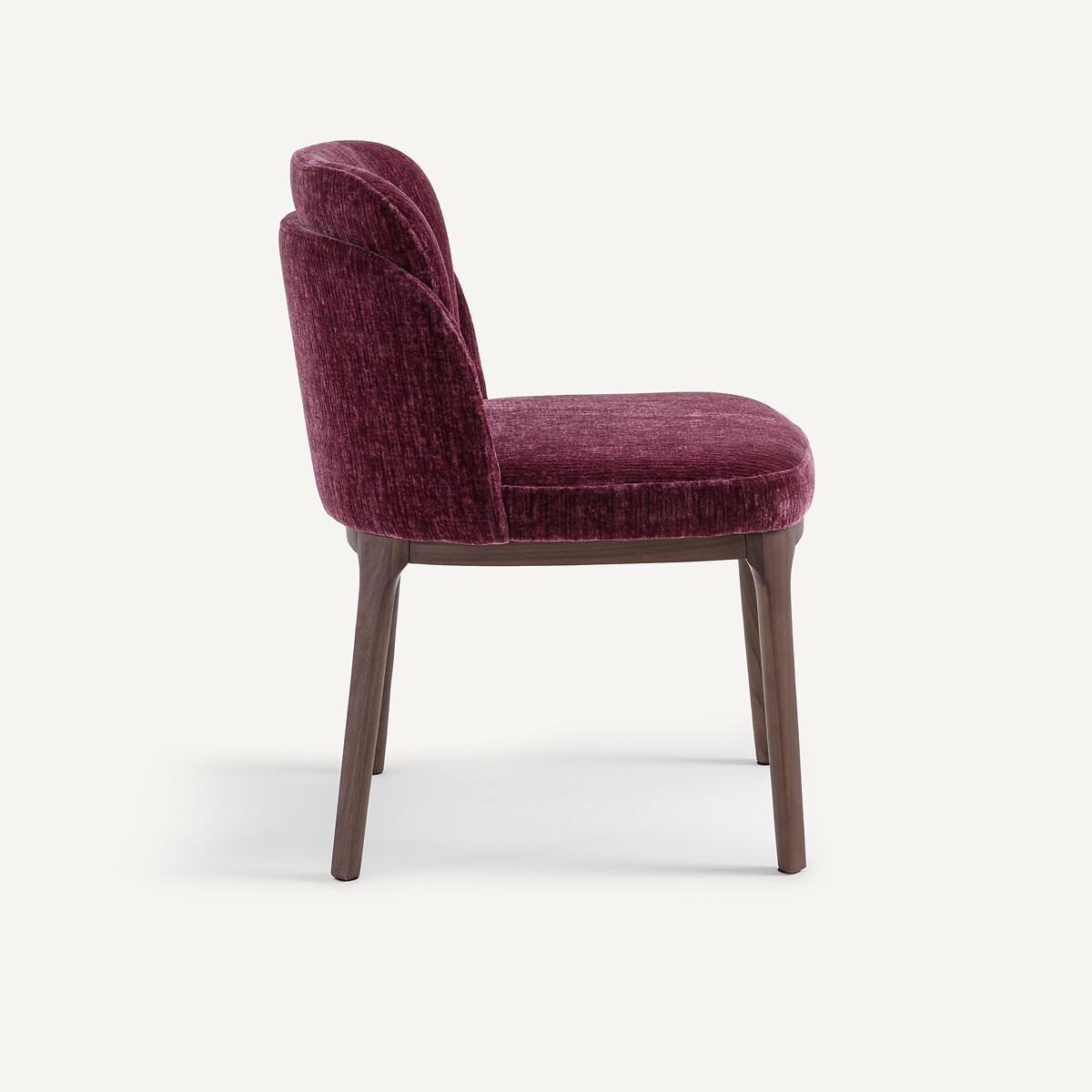 Chaise pied noyer et velours, Jabote bourgogne, AM.PM