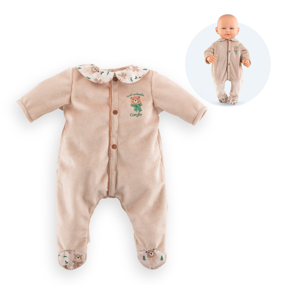 Pyjama Forêt Enchantée pour poupon 42 cm couleur unique, COROLLE