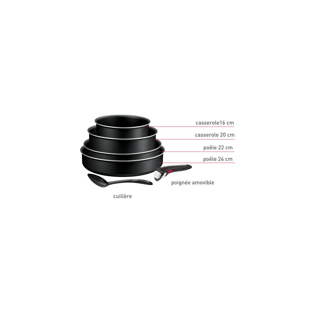 Batterie de cuisine Ingenio Generous Cook 6 pcs L3129102 couleur unique, TEFAL