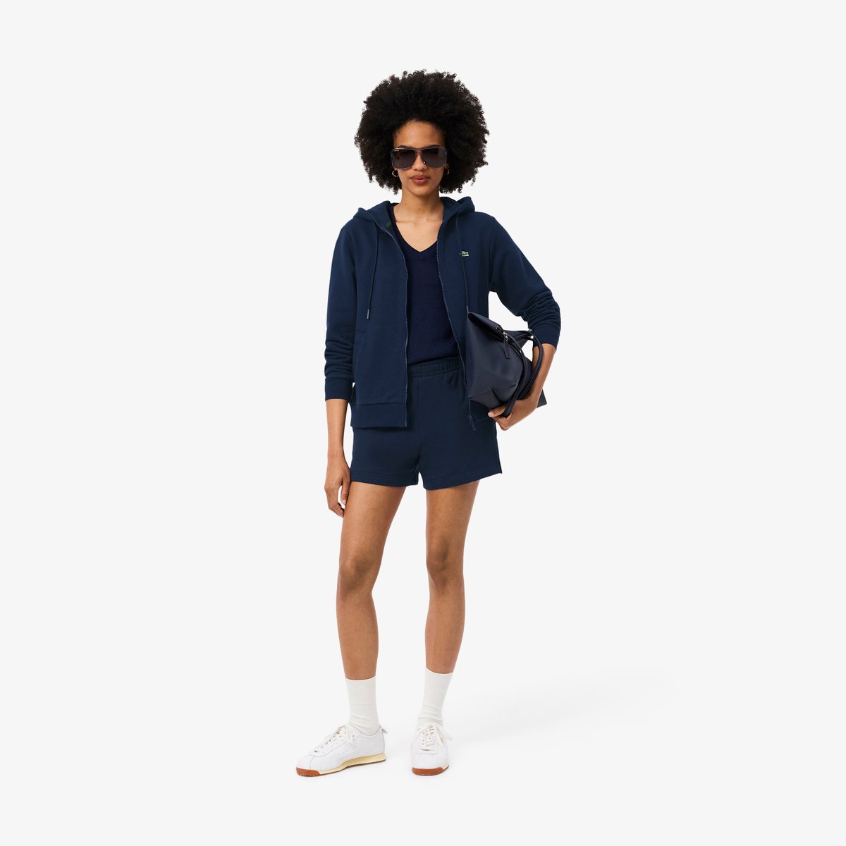 Sweatshirt zippé à capuche molleton bleu-166, LACOSTE