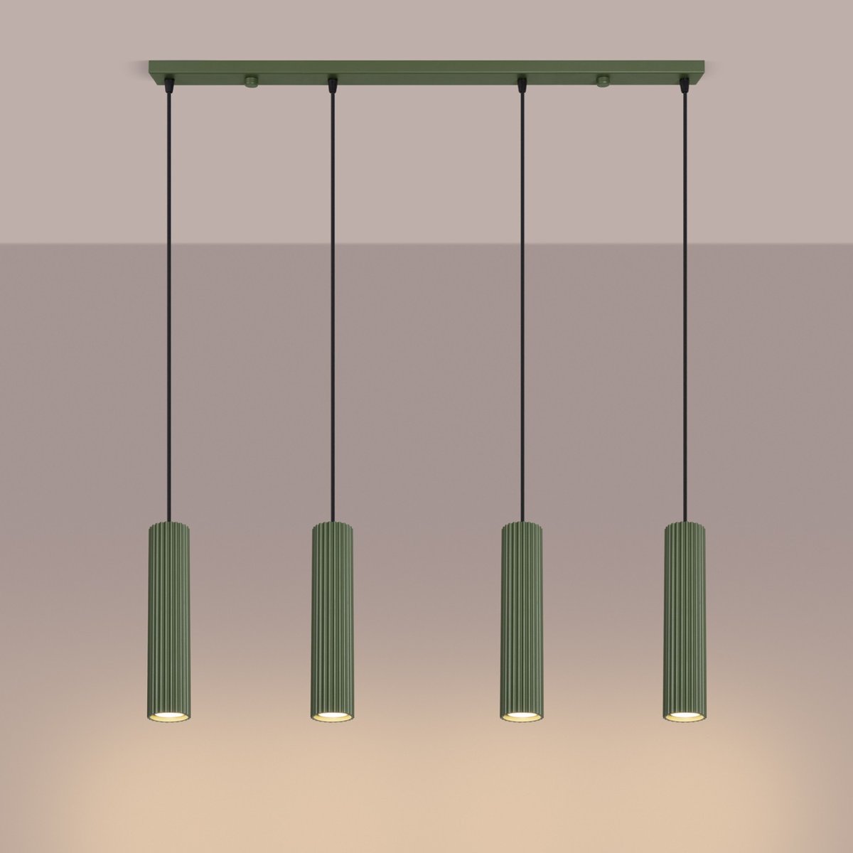 Suspension Aluminium Vert Olive GU10 4 Karbon vert olive, EDEN