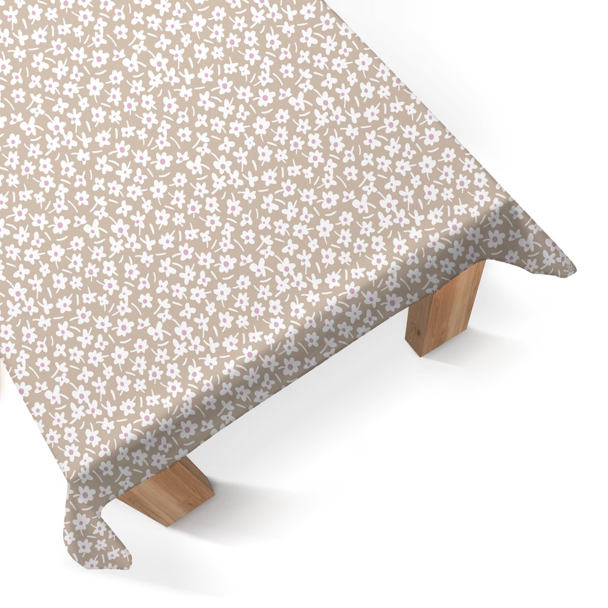 Nappe de table rectangulaire extra longue Petites fleurs gourmandise Happy days chocolat au lait, blanc, rose, ART FOR THE HOME