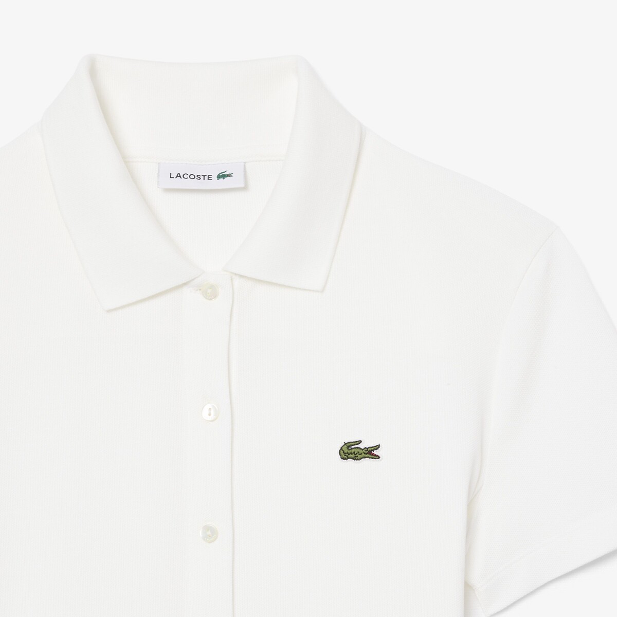 Abito corto a polo, plissettato a maniche corte ecru , LACOSTE