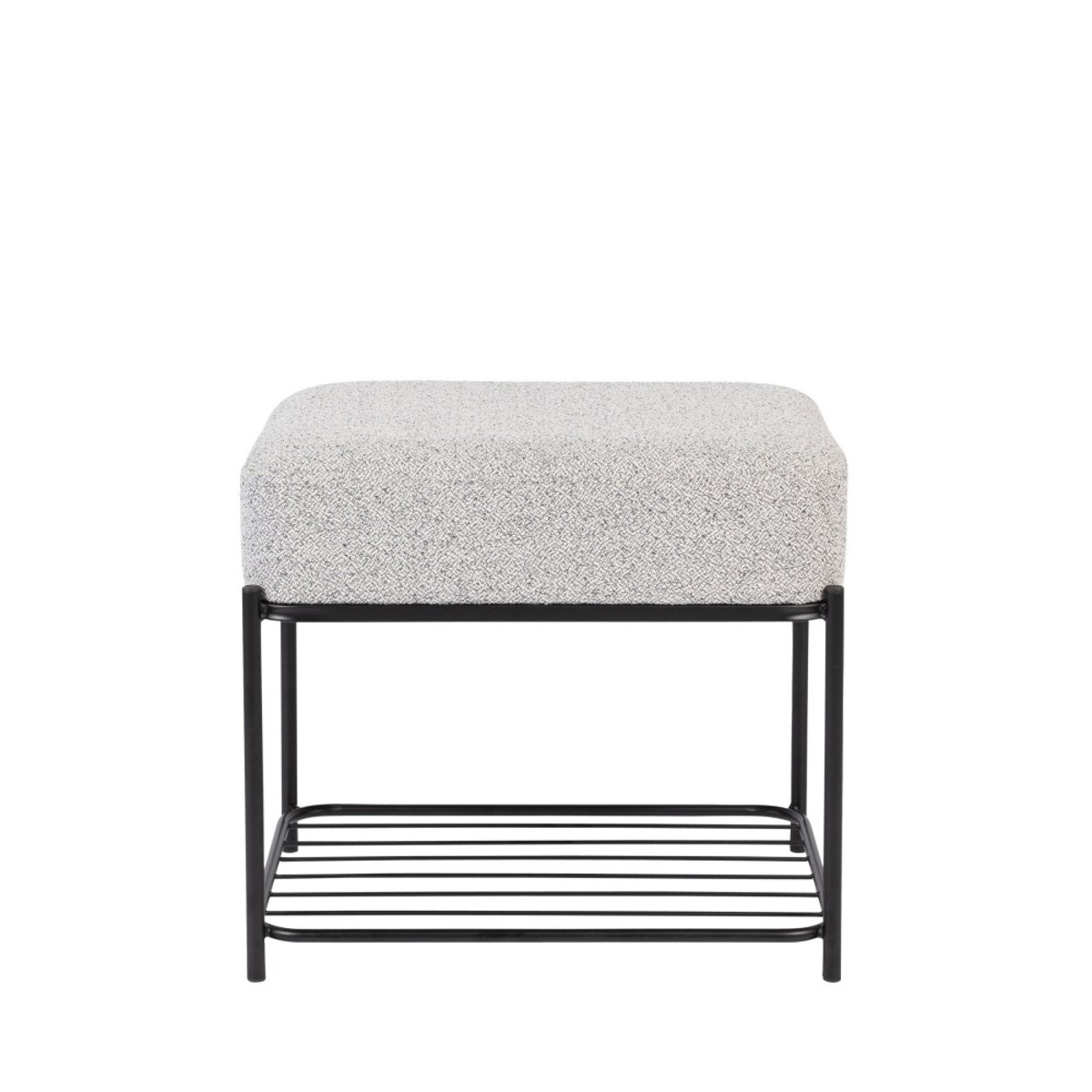 Tabouret rectangulaire en tissu et métal- MILOU gris chiné, DRAWER