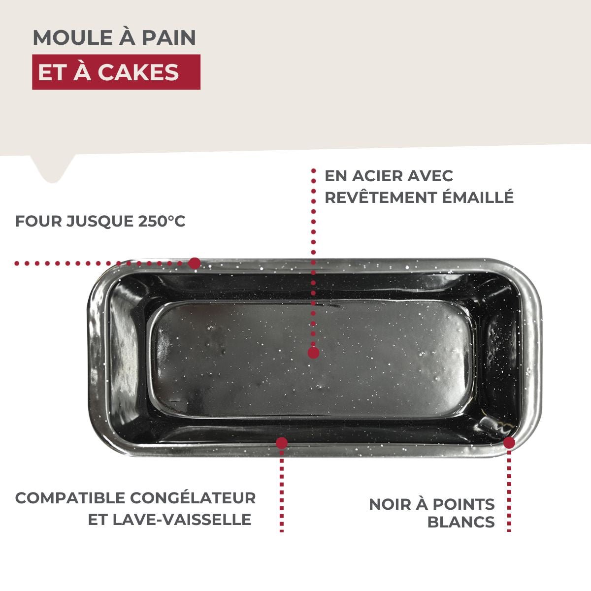 Moule à pain et à cake émaillé 29 cm noir, FACKELMANN
