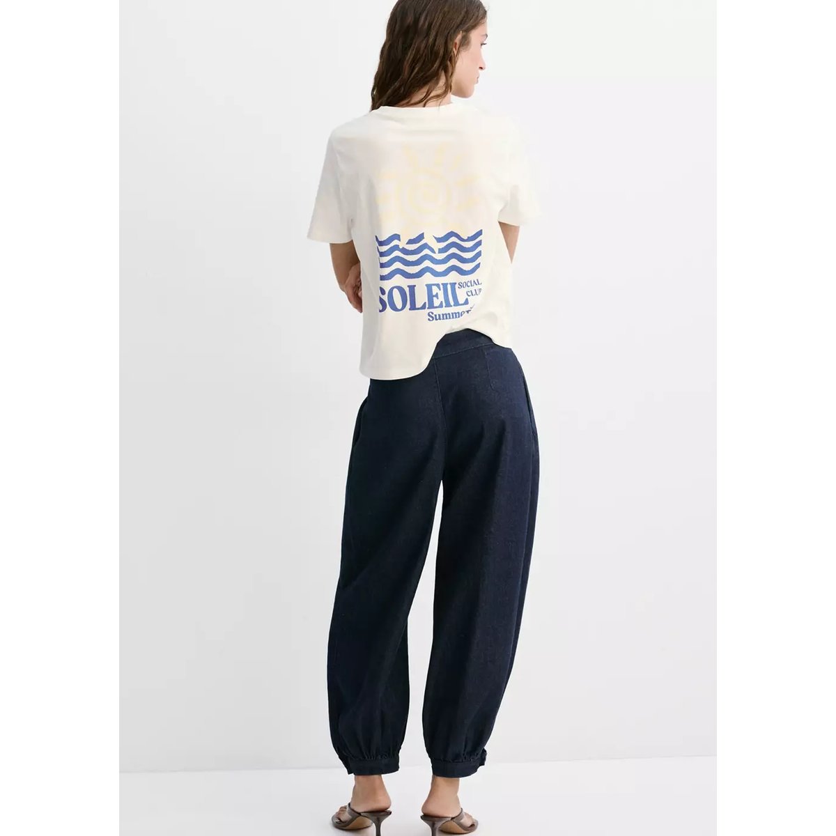 T-shirt en coton imprimé bleu, MANGO