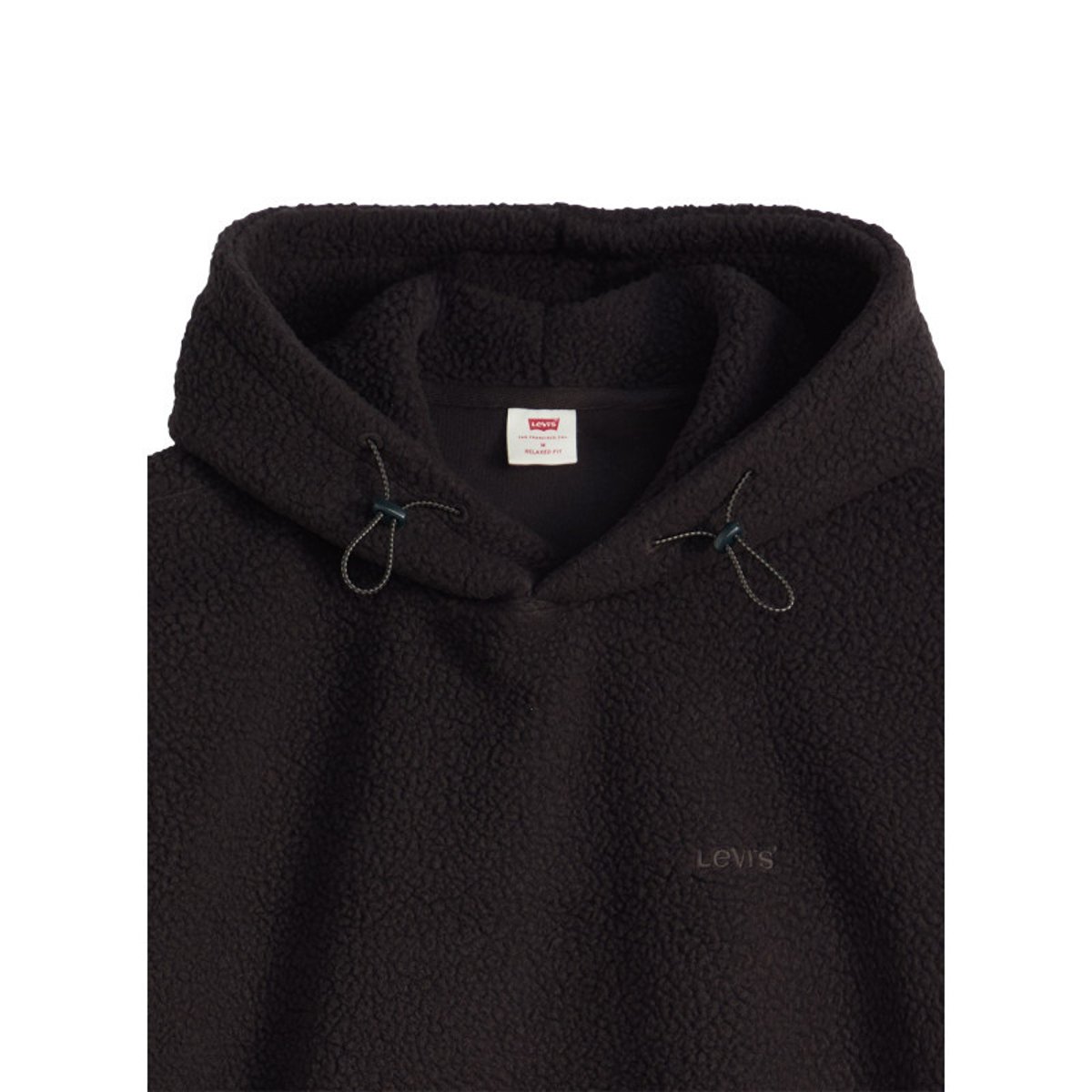 Sweat noir uni en sherpa avec une coupe droite et un col à capuche noir, LEVI'S