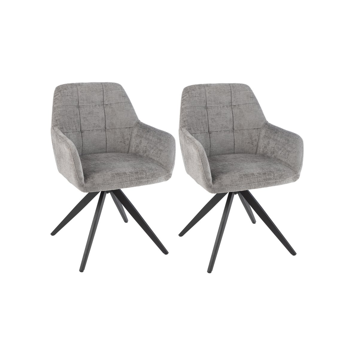 Chaises en métal et velours texturé (lot de 2) - LUCIE gris clair, HELLIN, DEPUIS 1862