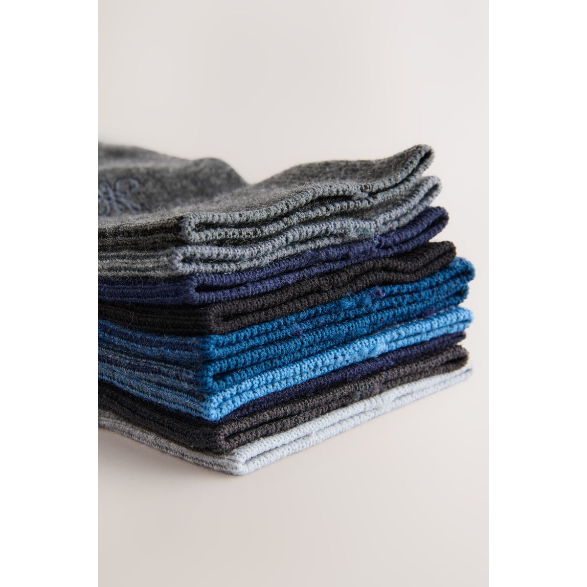 Chaussettes fraîcheur brodées, 10 paires bleu marine/gris chiné, NEXT