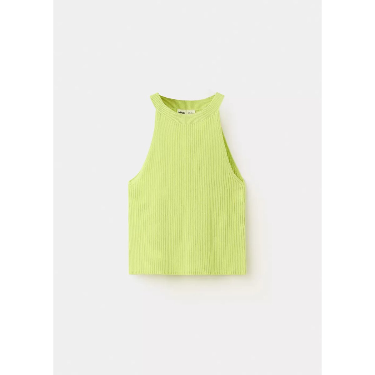 Top halter en maille côtelée jaune fluo, MANGO KIDS