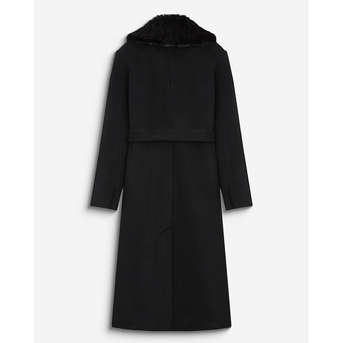 Manteau long croisé col en Imitation fourrure noir Beryl noir, GRACE & MILA
