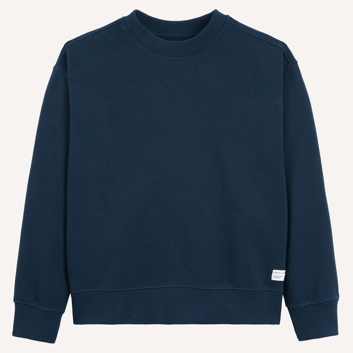 Sweat col rond en molleton bleu marine, LA REDOUTE COLLECTIONS