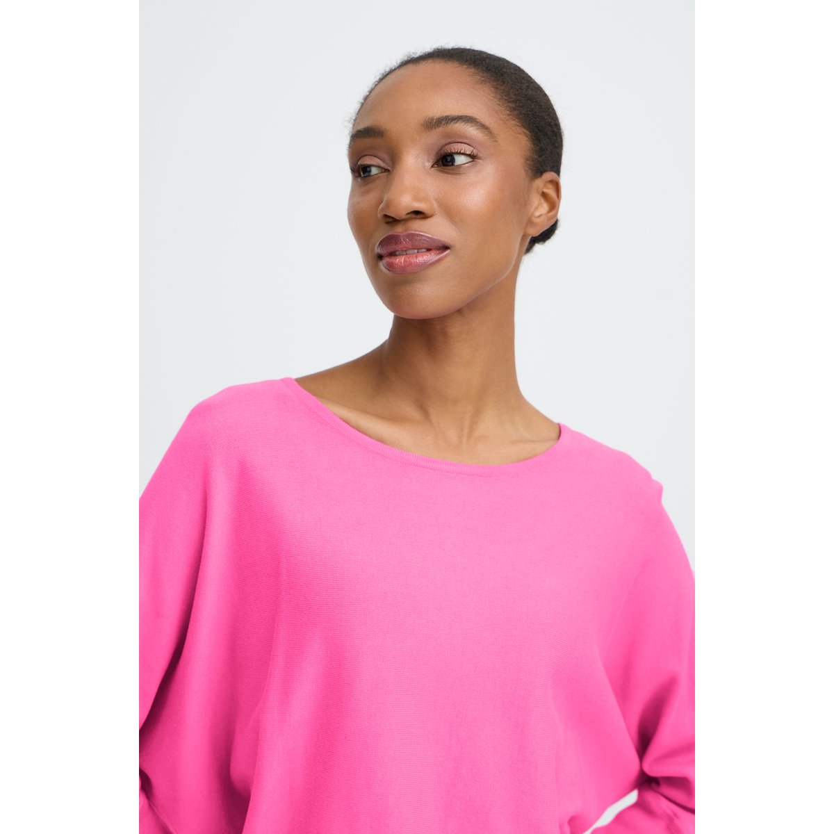 Pull en maille manches longues rose phlox pink, B.YOUNG