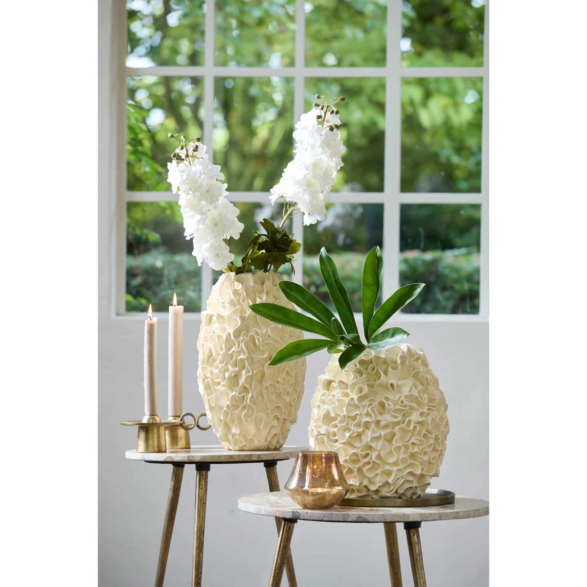Vase Synthétique-Plastique AGELLO blanc, LIGHT & LIVING 