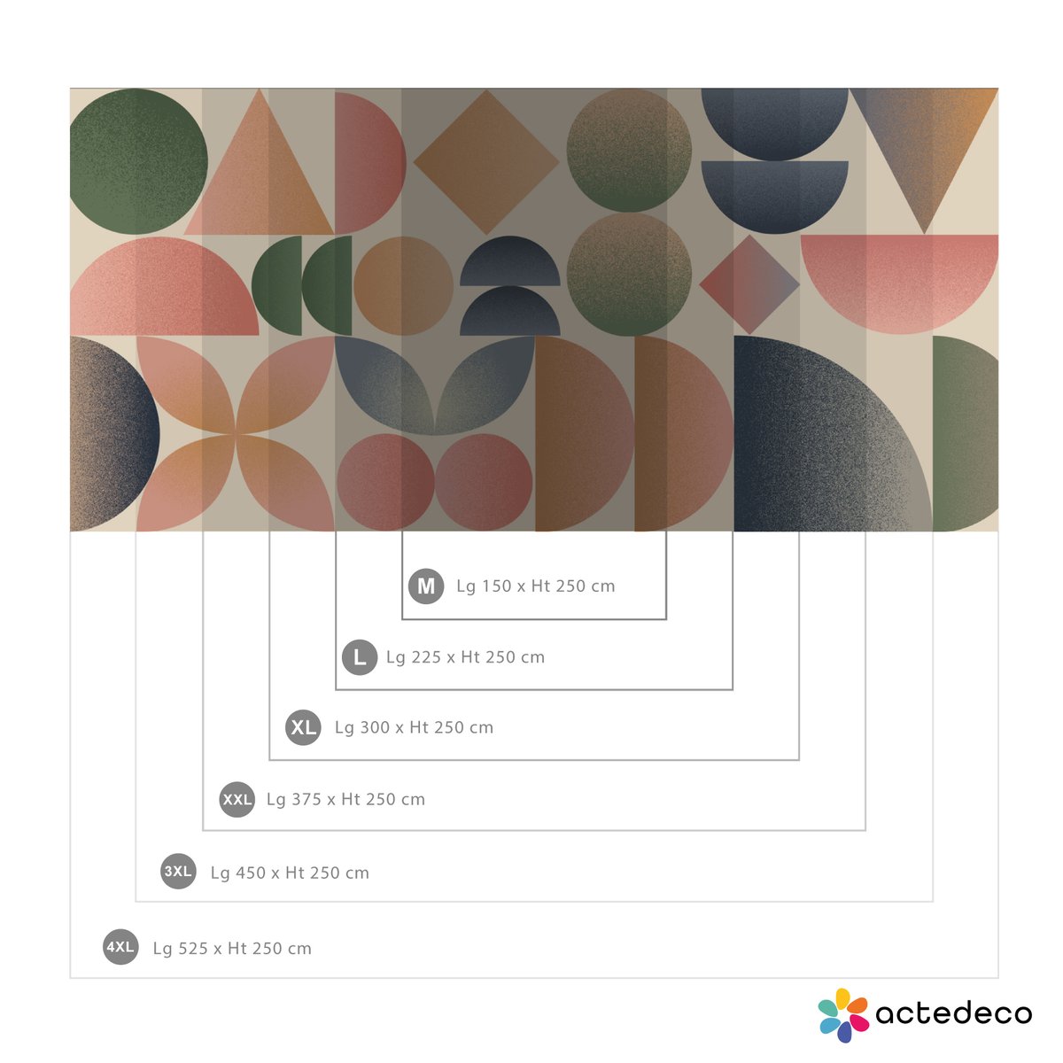 Papier peint panoramique Chromatik, Couleurs 225 x 250cm couleurs, ACTE DECO