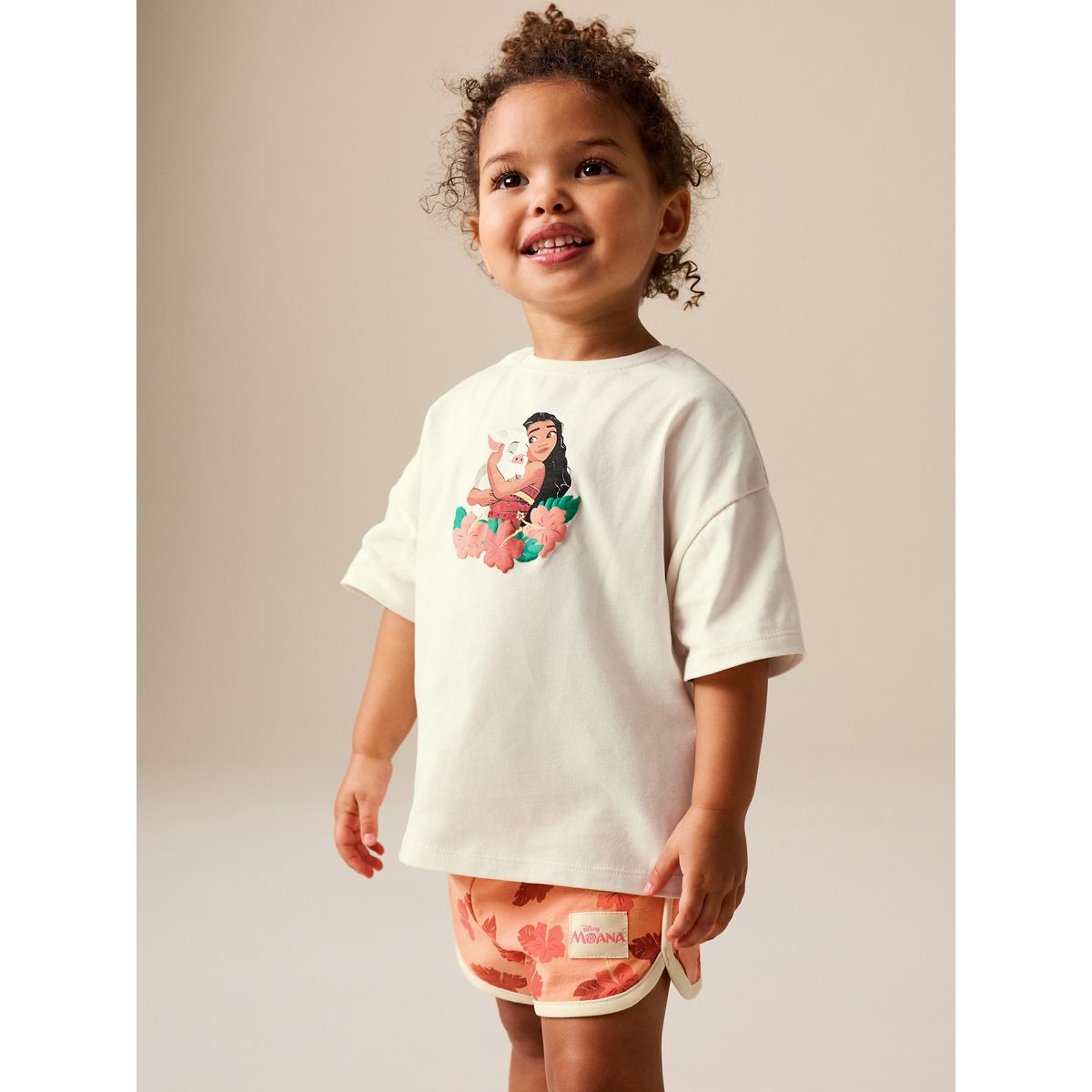 Haut à manches courtes et short disney moana corail/ecru, NEXT