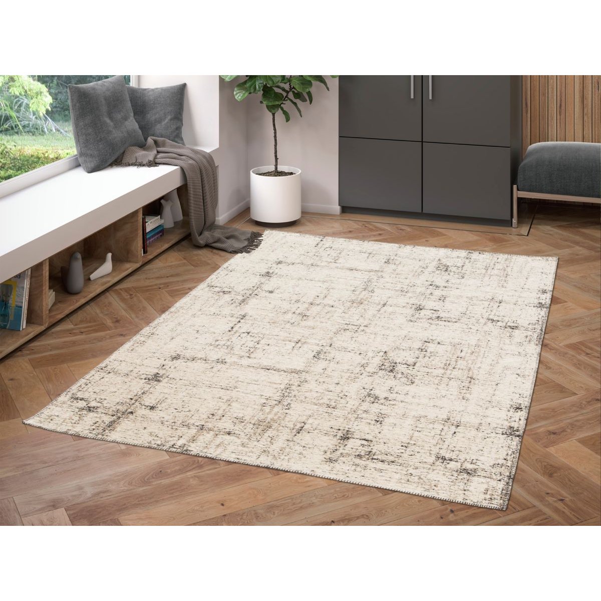 Tapis poils ras style graphique, MAGGIE beige/crème, BOBOCHIC