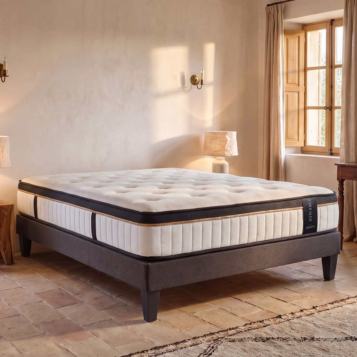 Matelas Mémoire de Forme EMERAUDE - 24 cm d'épaisseur - Accueil moelleux, soutien ferme blanc, MAISON AUBERTIN