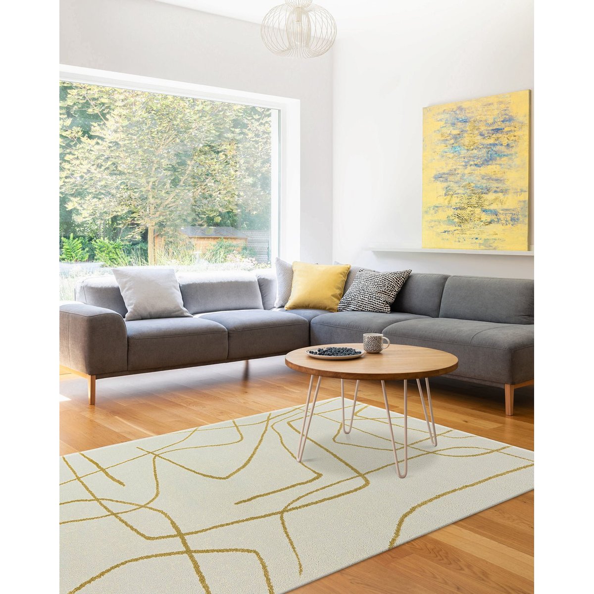 Tapis doux et design LUMEN jaune naturel, AFK LIVING
