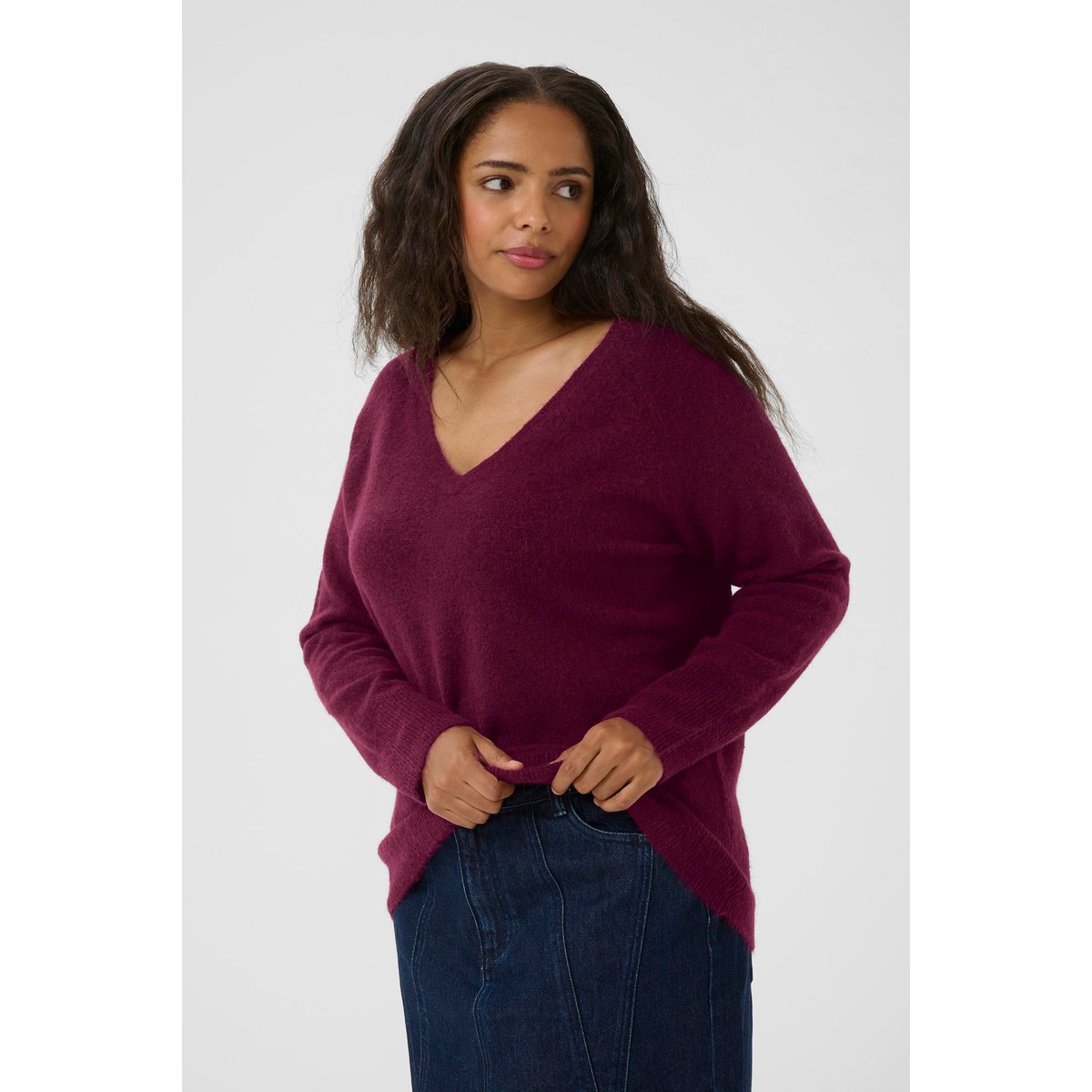 Pullover tricoté rouge windsor wine, KAFFE CURVE