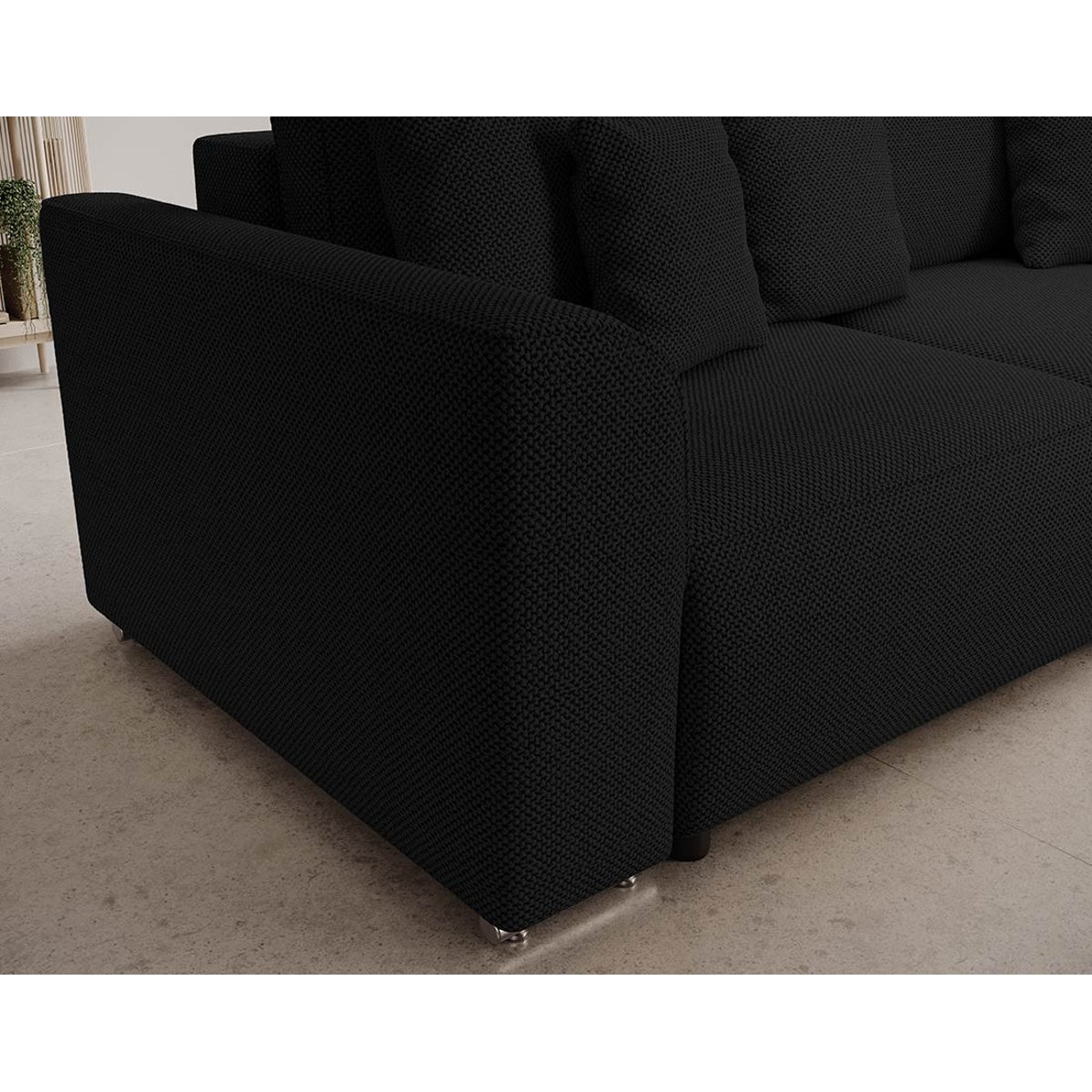 Canapé Panoramique Convertible 7 places - GABRIEL noir, BEST MOBILIER