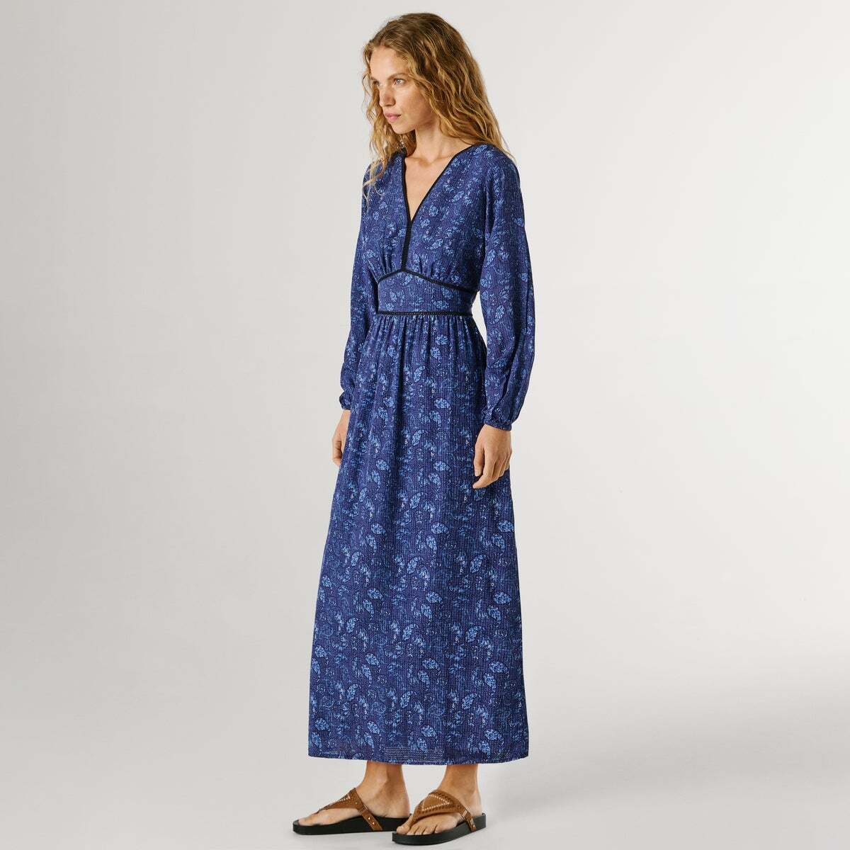 Robe Longue À Imprimé Paisley bleus de l'union, PEPE JEANS
