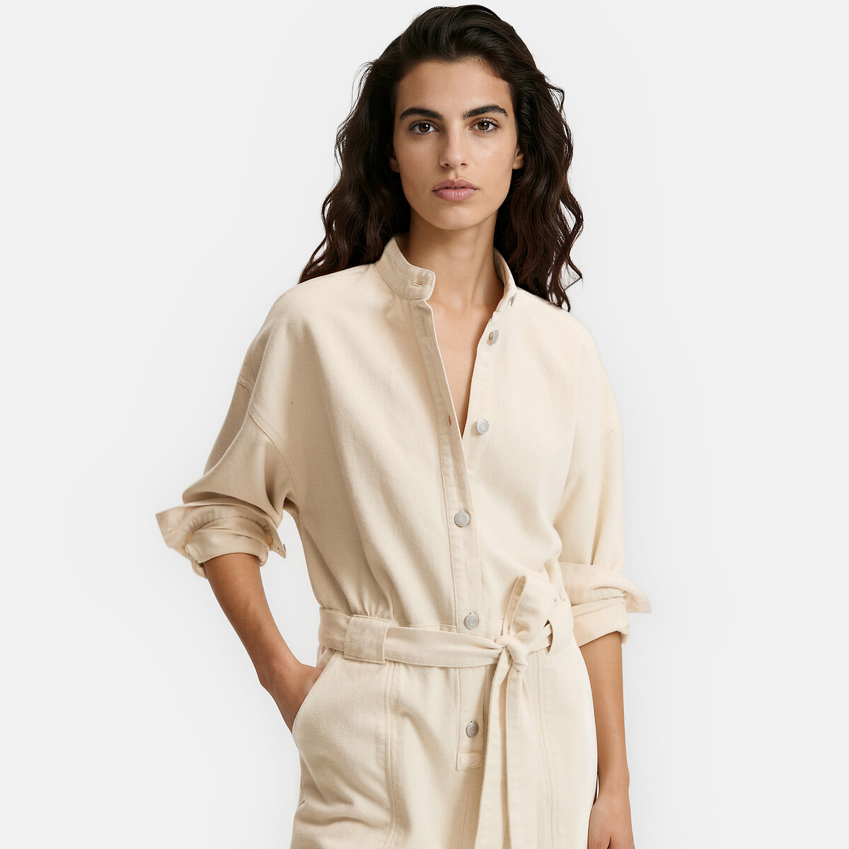 Combinaison longue en denim ivoire, LA REDOUTE COLLECTIONS