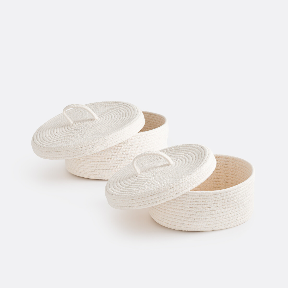 Lot de 2 paniers en coton avec couvercle, Kesia blanc écru, LA REDOUTE INTERIEURS