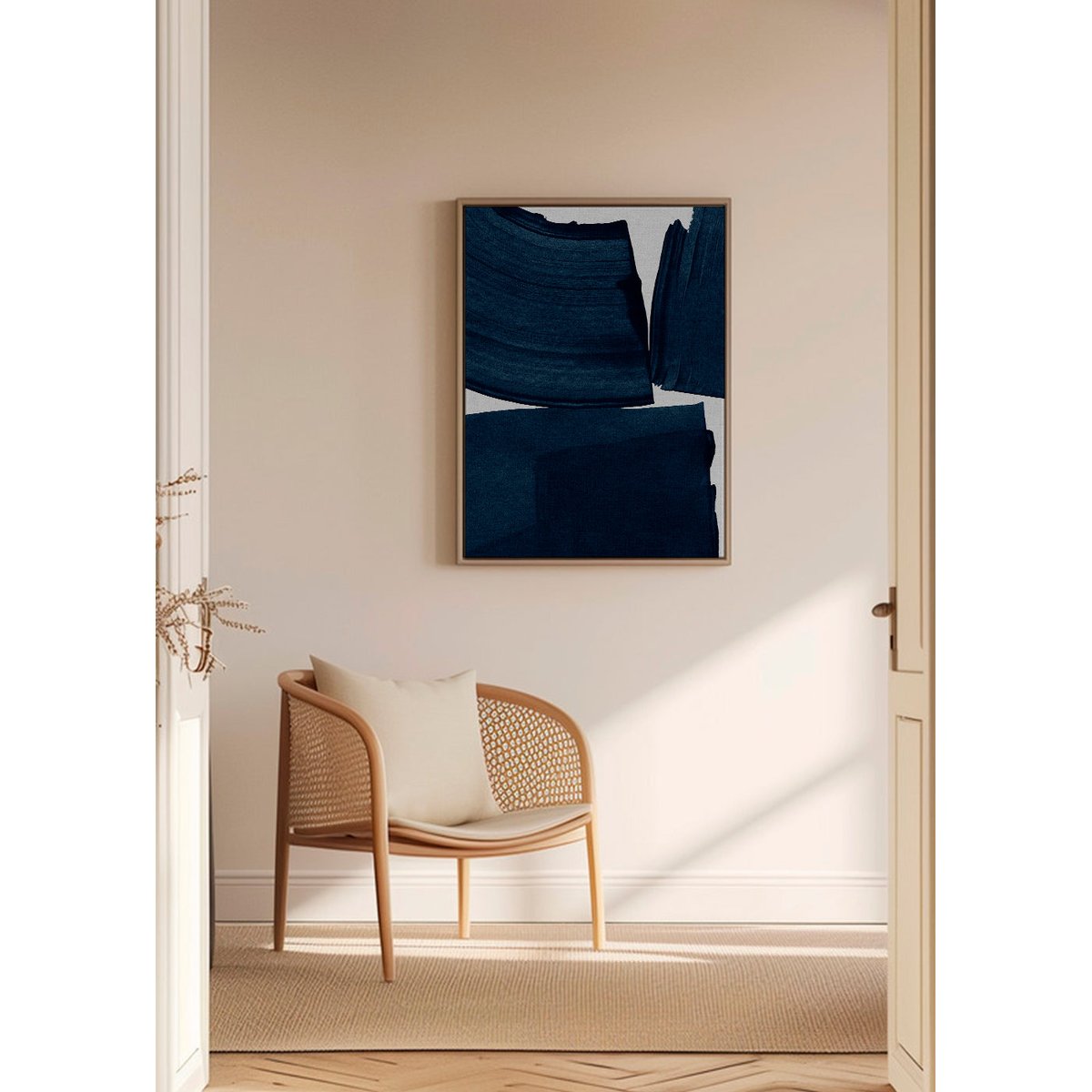 Toile avec cadre en bois, 50 x 70 cm bleu, AUTRE TON
