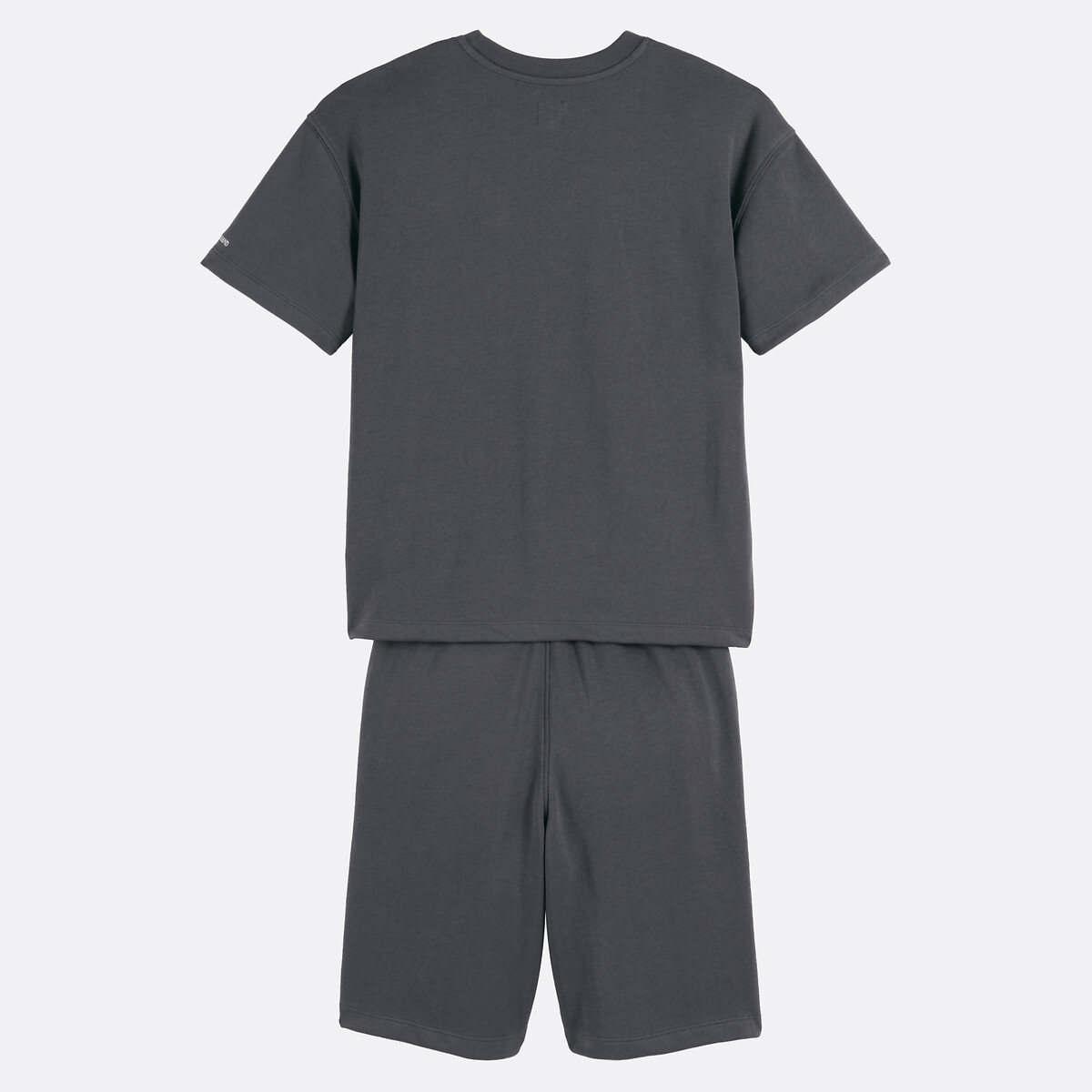 Fleece 2-Piece Outfit, Short Sleeve Sweatshirt and Bermuda Shorts charcoal grey, LA REDOUTE COLLECTIONS