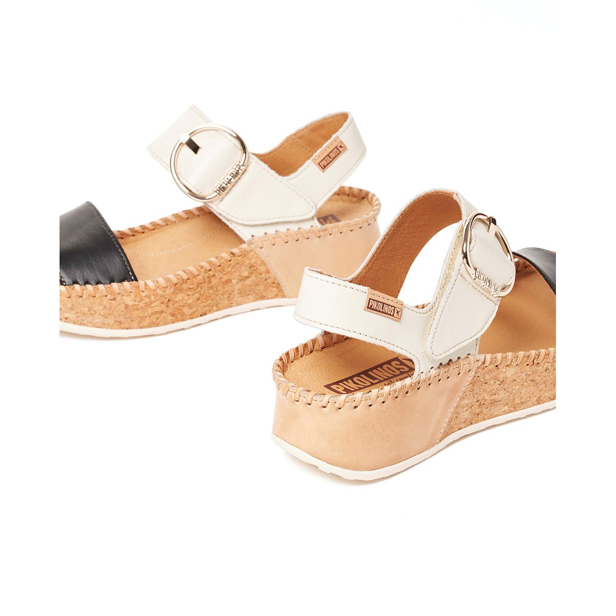 Sandales à semelles compensées cuir Marina black, PIKOLINOS