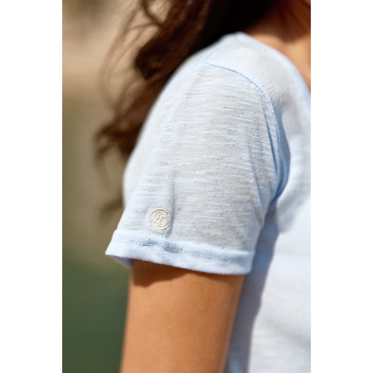 Tee shirt col v manches courtes ELVIE6 21-ciel, LA PETITE ETOILE