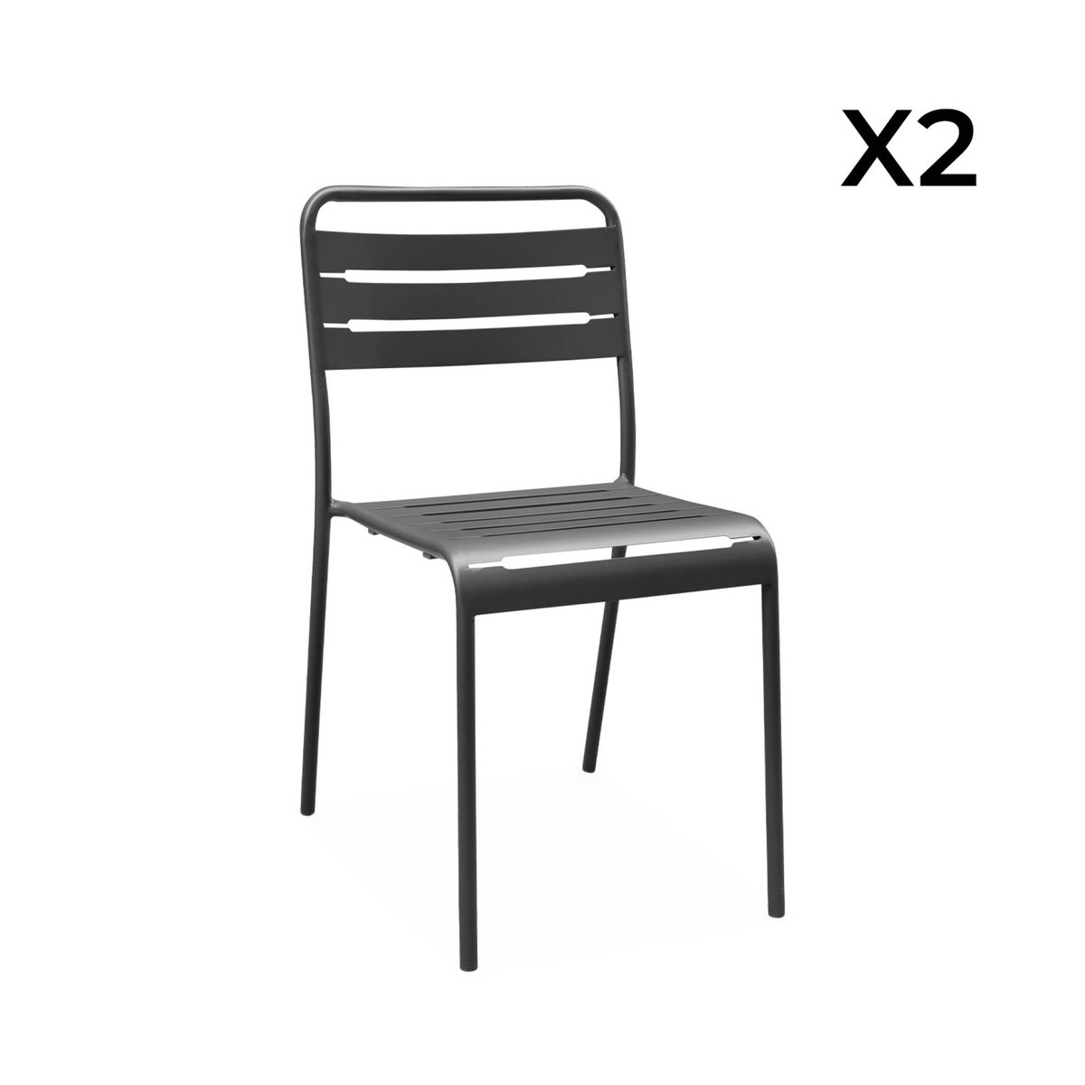 Table de jardin bistrot carré acier + 2 assises OREA + AMÉLIA kaki, SWEEEK