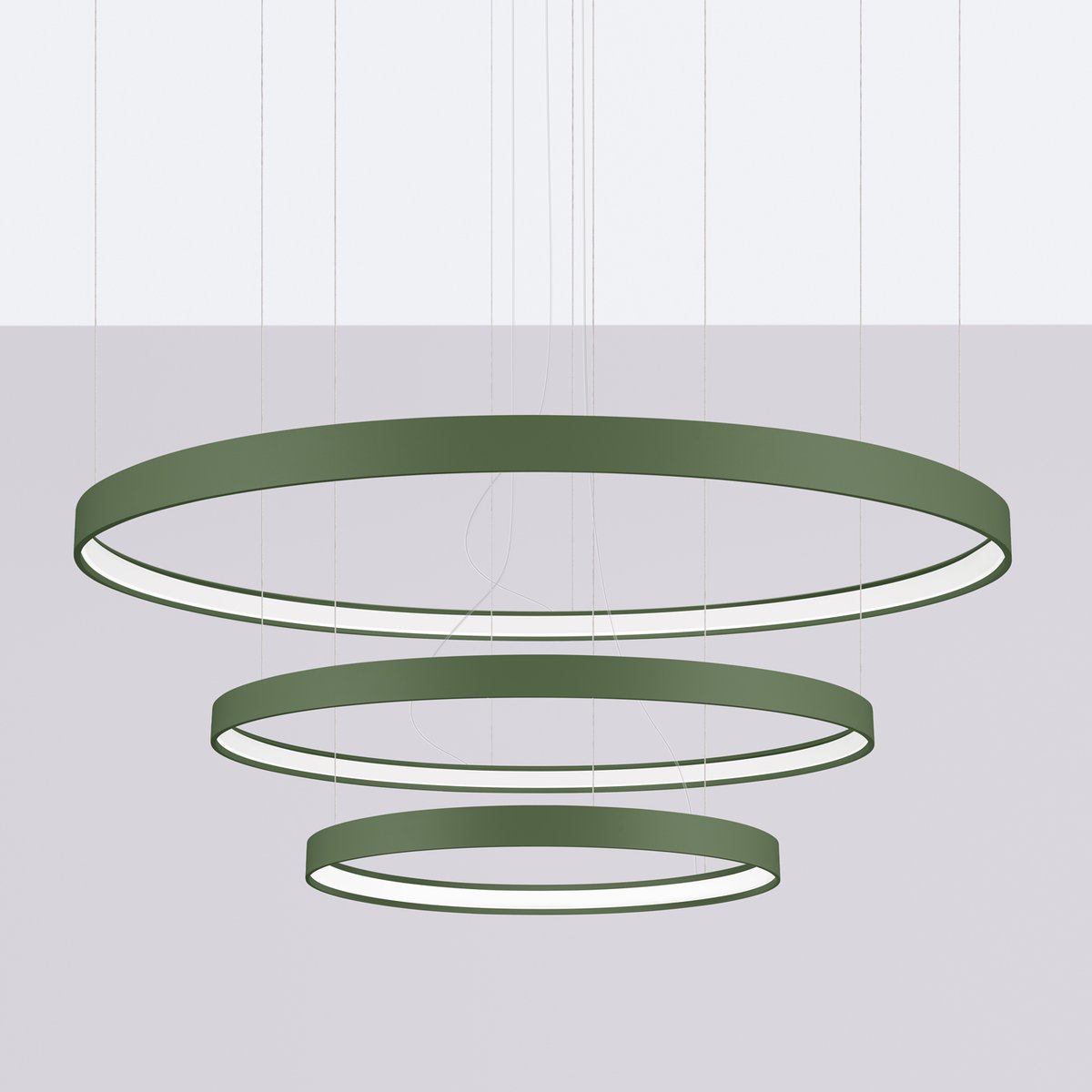 Lustre Aluminium Vert Olive LED 3 Rio vert olive, EDEN