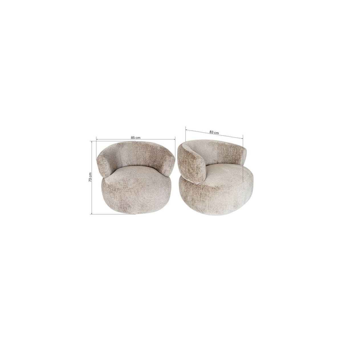 Fauteuil pivotant chenille collection CORNEL beige, RECOLLECTION