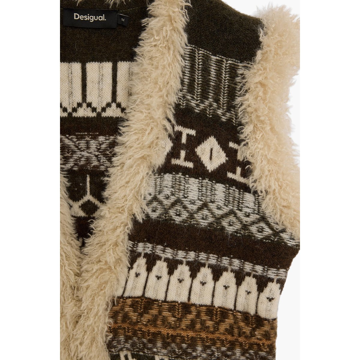 Gilet en maille jacquard imprimé noir, DESIGUAL