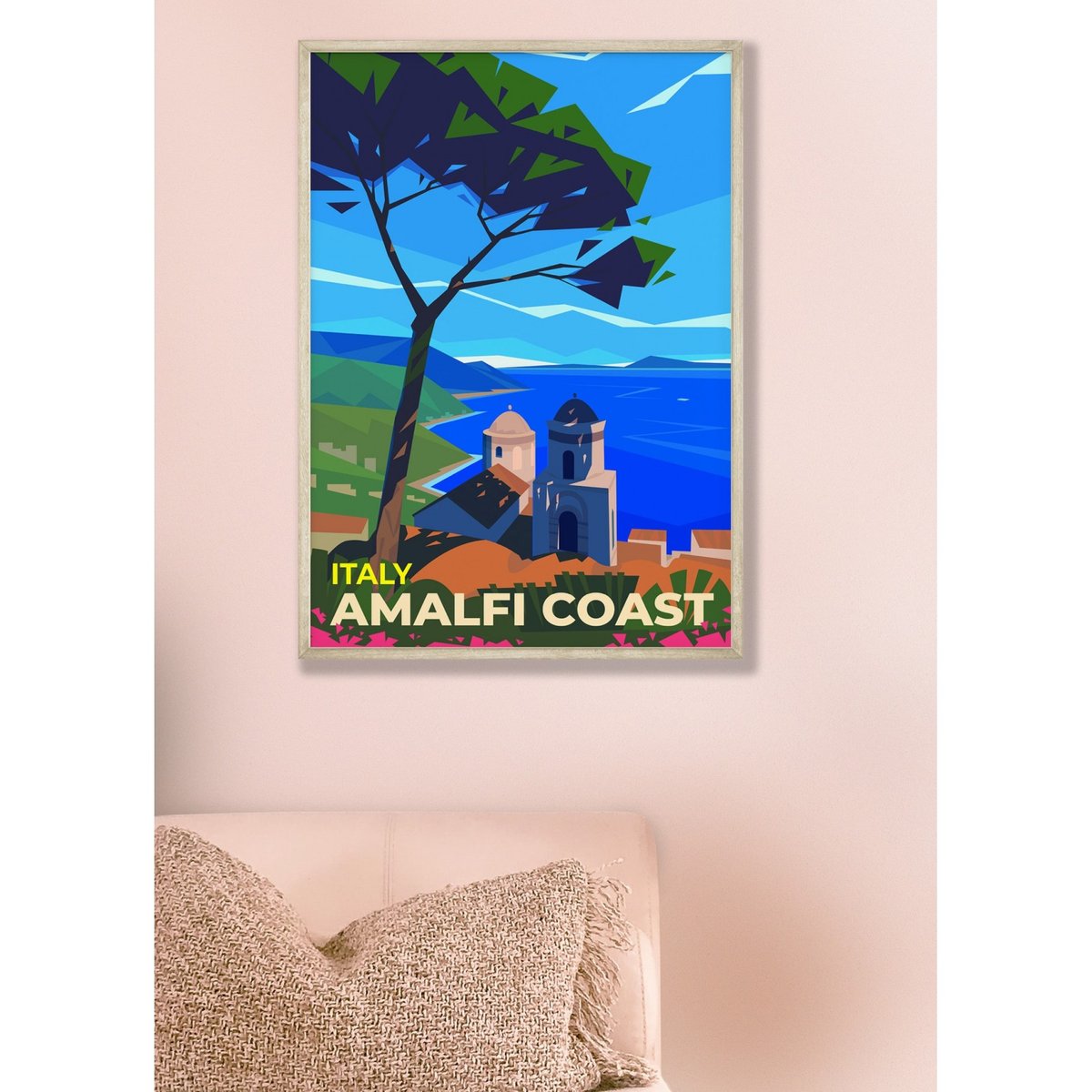 Affiche Italie - Côte Amalfitaine blanc, L'AFFICHERIE
