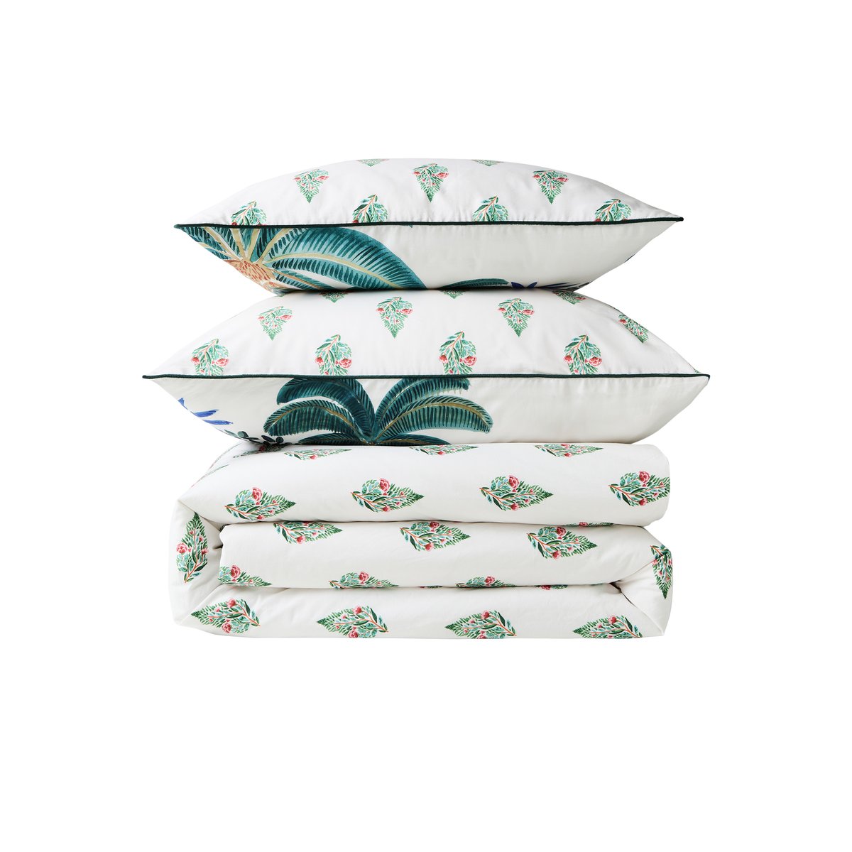 Drap housse coton bio BUNDI imprimé, CARRE BLANC