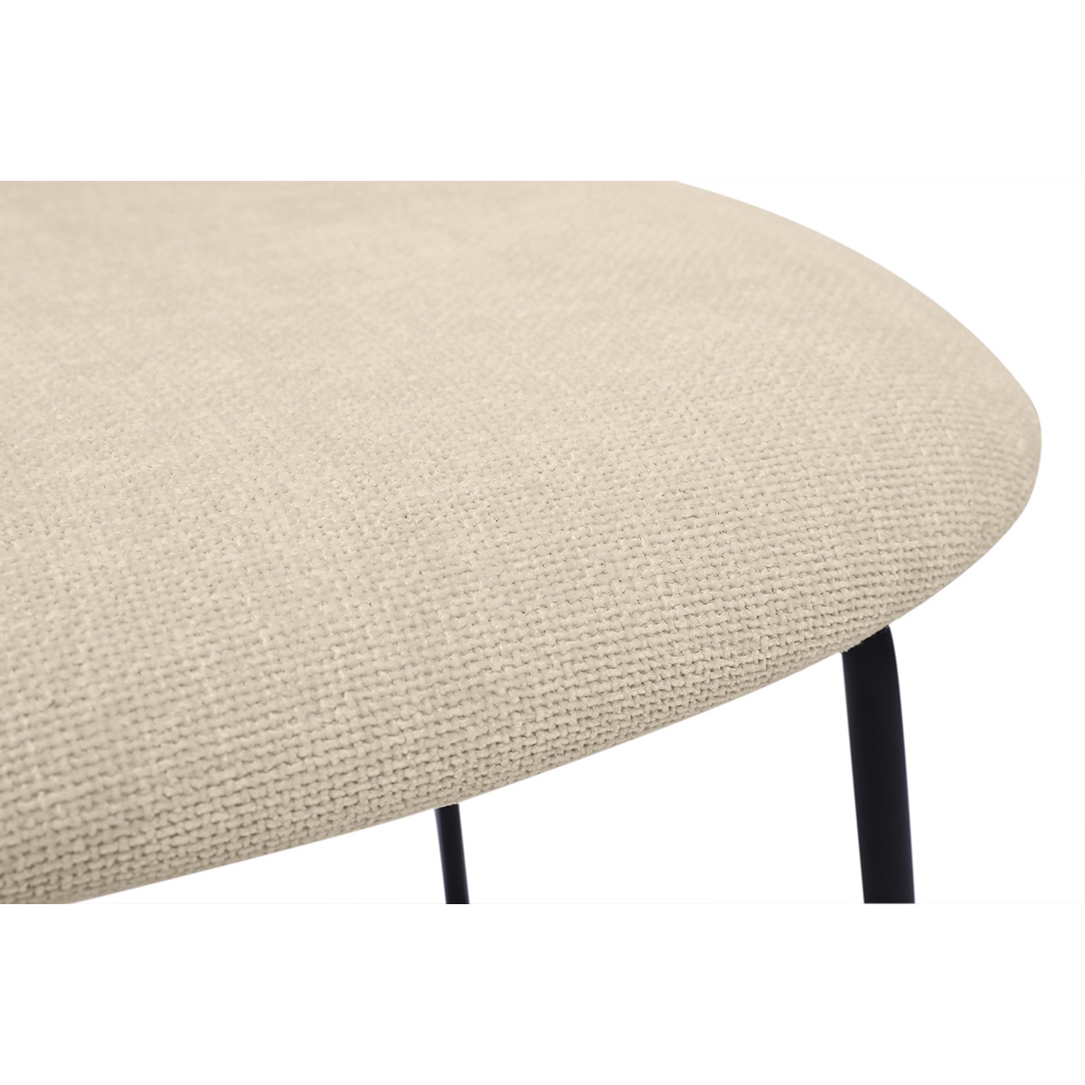 Chaises design en tissu effet velours texturé beige, métal noir et cannage rotin (lot de 2) MIRANDA beige, MILIBOO